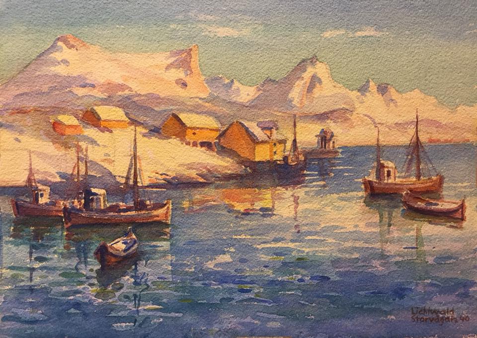 Storvågan, Kabelvåg, Lofoten 1940 by Marianne lichtwald Hallbauer (with courtesy of Marianne's grandson Hans Hallbauer) Storvågan, Kabelvåg, Lofoten 1940 by Marianne lichtwald Hallbauer (with courtesy of Marianne's grandson Hans Hallbauer)
